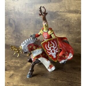 Papo Medieval Knight on Horse - 2007 Retired Red Deer Stag Q22 Fast Shipping